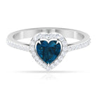 1.50 CT Heart Shape London Blue Topaz Engagement Ring with Diamond Accent London Blue Topaz - ( AAA ) - Quality - Rosec Jewels