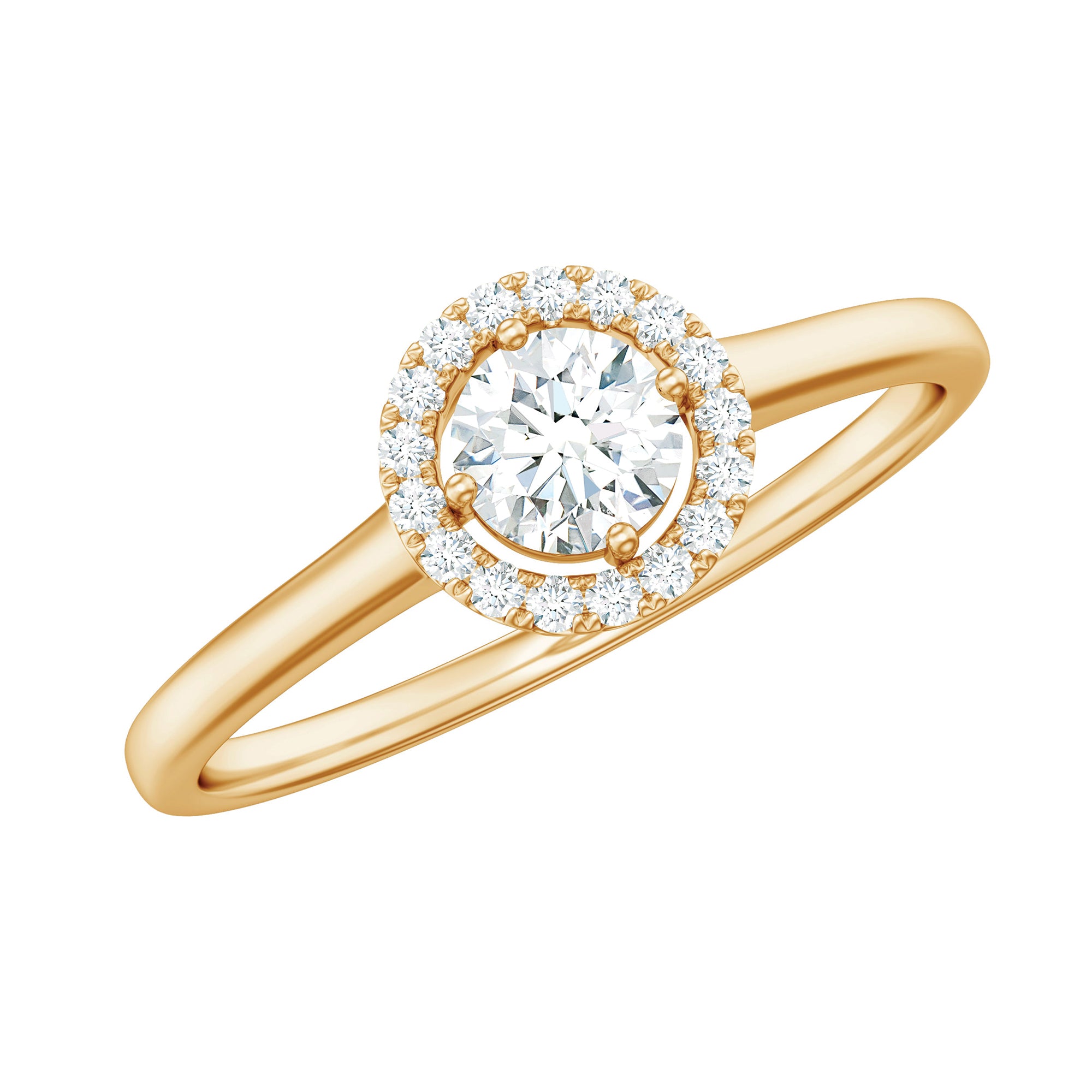 Dainty Solitaire Diamond Floating Halo Ring Diamond - ( HI-SI ) - Color and Clarity - Rosec Jewels