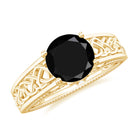 Vintage Style Black Onyx Celtic Knot Band Ring with Diamond Black Onyx - ( AAA ) - Quality - Rosec Jewels