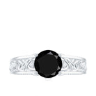 1.25 CT Black Spinel Celtic Solitaire Band with Diamond Black Spinel - ( AAA ) - Quality - Rosec Jewels