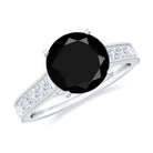 3.75 CT Black Spinel Engagement Ring with Diamond Black Spinel - ( AAA ) - Quality - Rosec Jewels