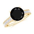 3.75 CT Black Spinel Engagement Ring with Diamond Black Spinel - ( AAA ) - Quality - Rosec Jewels