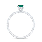 2.25 CT Created Emerald and Diamond Promise Ring Lab Created Emerald - ( AAAA ) - Quality - Rosec Jewels