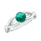 Certified Lab Created Emerald Solitaire Ring with Surprise Diamond Lab Created Emerald - ( AAAA ) - Quality - Rosec Jewels