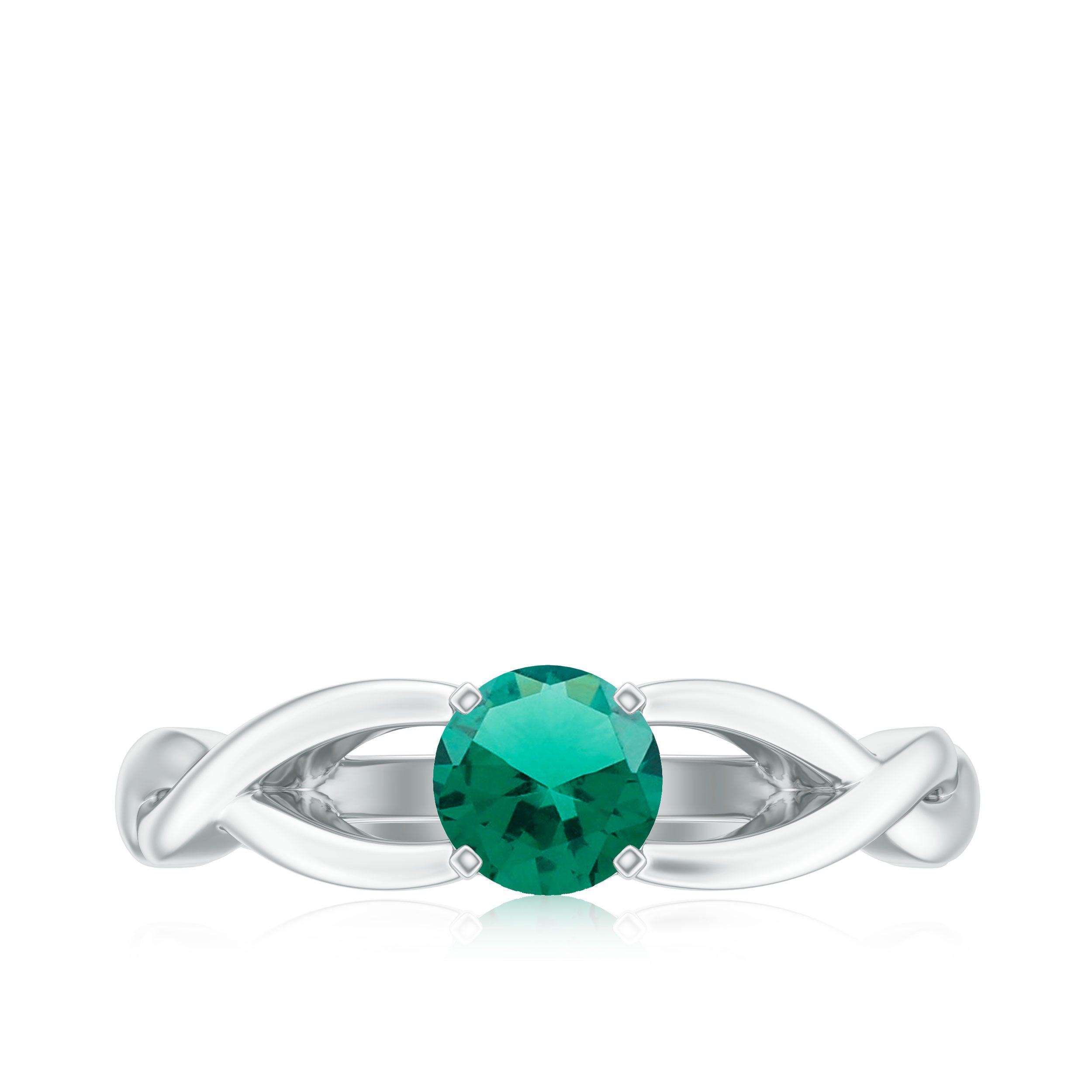 Certified Lab Created Emerald Solitaire Ring with Surprise Diamond Lab Created Emerald - ( AAAA ) - Quality - Rosec Jewels