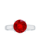 Classic Created Ruby Solitaire Ring with Surprise Diamond Lab Created Ruby - ( AAAA ) - Quality - Rosec Jewels