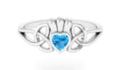 1/2 CT Heart Cut Swiss Blue Topaz Celtic Knot Promise Ring Swiss Blue Topaz - ( AAA ) - Quality - Rosec Jewels