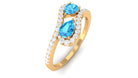 Vintage Inspired Swiss Blue Topaz Bypass Ring with Diamond Swiss Blue Topaz - ( AAA ) - Quality - Rosec Jewels