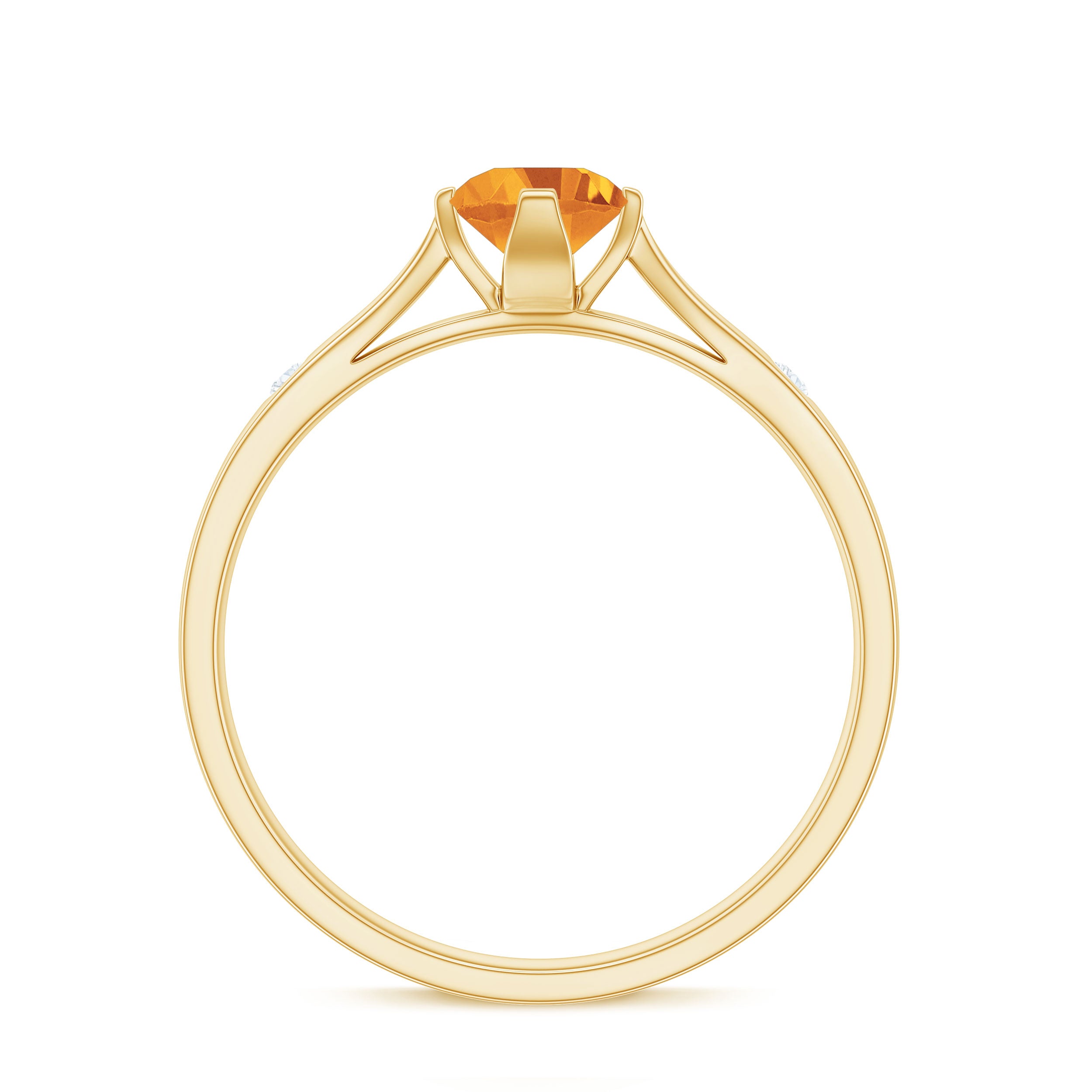 Genuine Citrine Solitaire Promise Ring in Floral Setting Citrine - ( AAA ) - Quality - Rosec Jewels