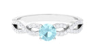 1 CT Round Shape Sky Blue Topaz and Diamond Criss Cross Ring Sky Blue Topaz - ( AAA ) - Quality - Rosec Jewels