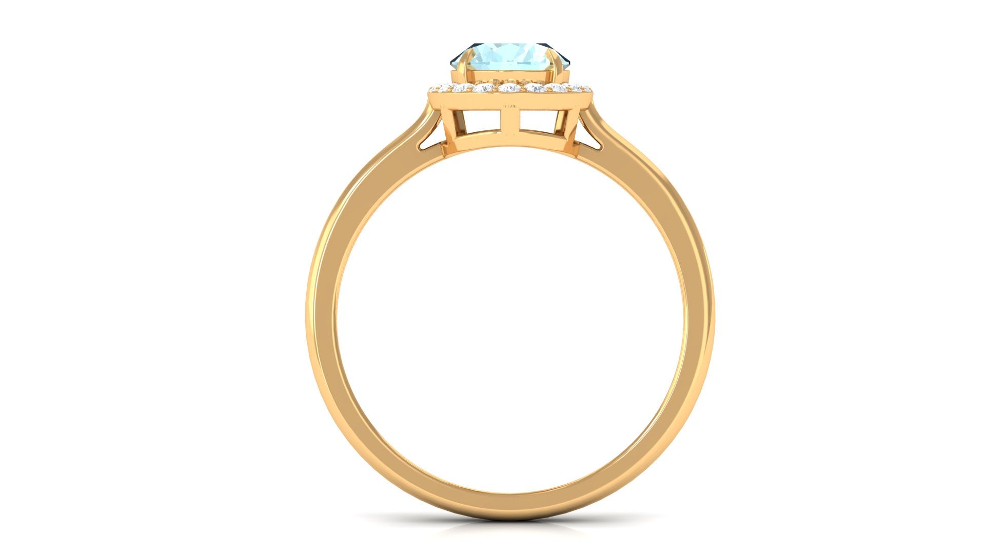 1.50 CT Oval Shape Sky Blue Topaz Engagement Ring with Diamond Halo Sky Blue Topaz - ( AAA ) - Quality - Rosec Jewels