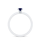 1/2 CT French Set Solitaire Blue Sapphire and Diamond Minimal Ring Blue Sapphire - ( AAA ) - Quality - Rosec Jewels