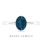 8X6 MM Oval Cut London Blue Topaz Solitaire and Gold Engagement Ring London Blue Topaz - ( AAA ) - Quality - Rosec Jewels