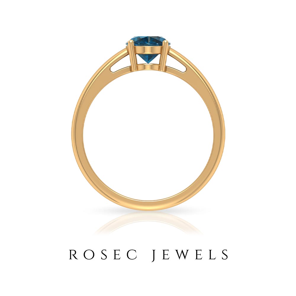 8X6 MM Oval Cut London Blue Topaz Solitaire and Gold Engagement Ring London Blue Topaz - ( AAA ) - Quality - Rosec Jewels