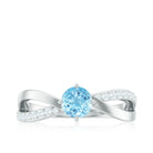 1/2 CT Aquamarine Solitaire and Diamond Infinity Ring Aquamarine - ( AAA ) - Quality - Rosec Jewels