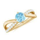 1/2 CT Aquamarine Solitaire and Diamond Infinity Ring Aquamarine - ( AAA ) - Quality - Rosec Jewels