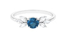 1 CT Nature Inspired London Blue Topaz Ring with Diamond Trio London Blue Topaz - ( AAA ) - Quality - Rosec Jewels