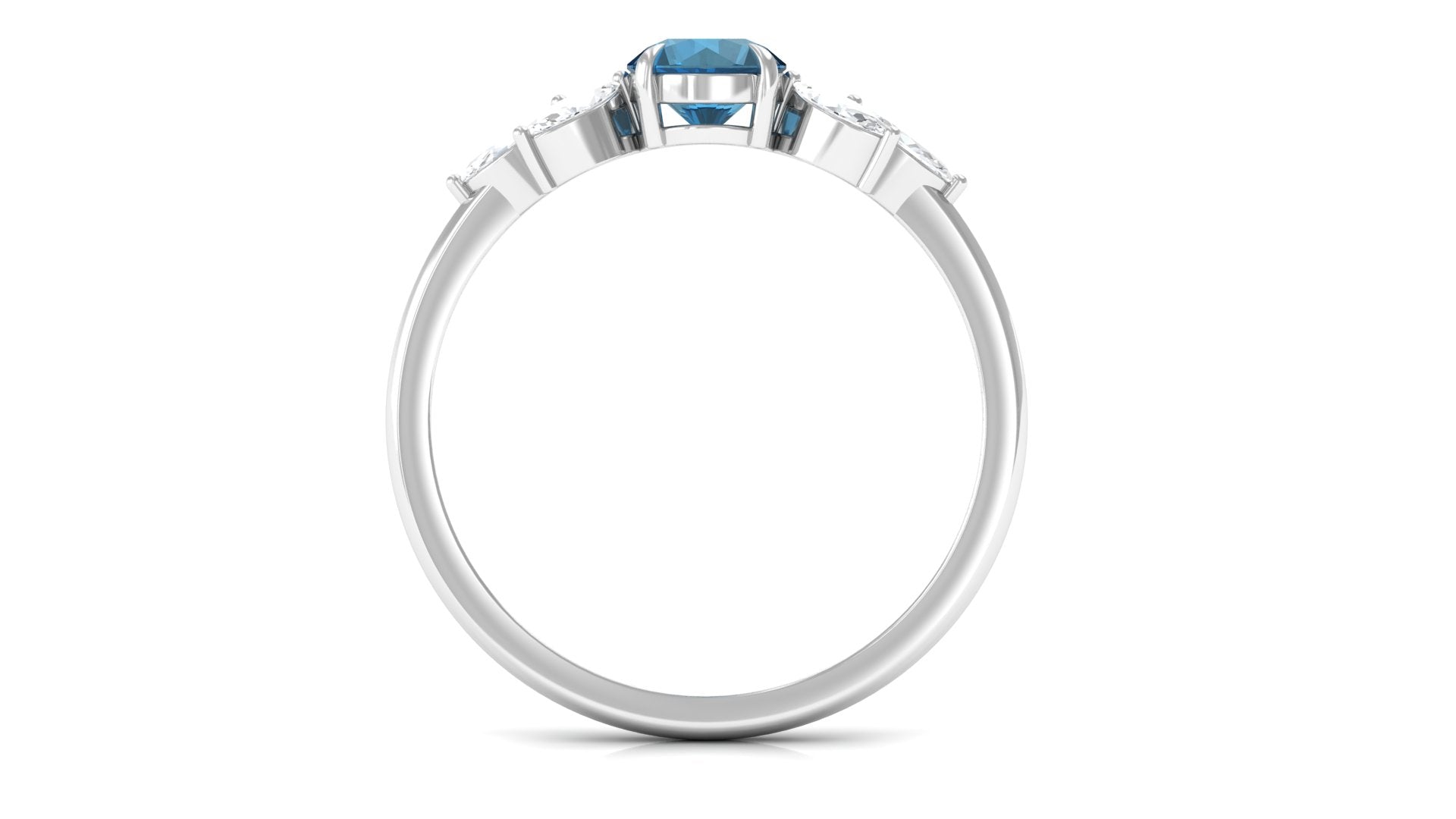 1 CT Nature Inspired London Blue Topaz Ring with Diamond Trio London Blue Topaz - ( AAA ) - Quality - Rosec Jewels